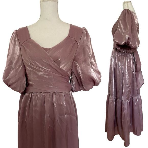 Polagram Shimmer Tiered Wrap Maxi Dress Size XXL Lavender Fairy Festive Event - Picture 2 of 8